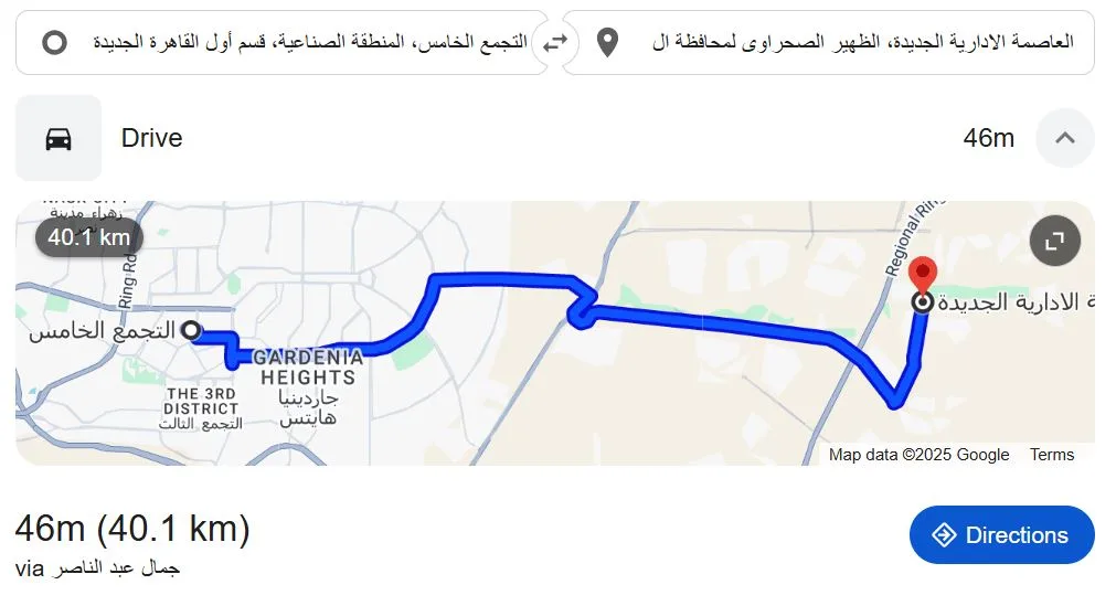 Distance Between Fifth Settlement and the New Administrative Capital, and Compound Prices in Both